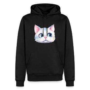 Katze Wasserfarben Zeichnung - Männer Premium Bio Hoodie - Schwarz - Vorne - Nico (187cm)
