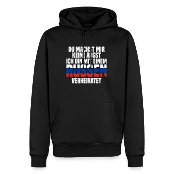 Du machst mir Keine Angst ich bin mit einem Russen - Männer Premium Bio Hoodie - Schwarz - Vorne - Nico (187cm)