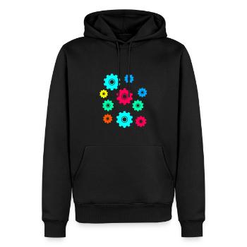 engrenage, engrenages, roues, coloré - Sweat à capuche Premium bio Homme - noir - Devant - Nico (187cm)