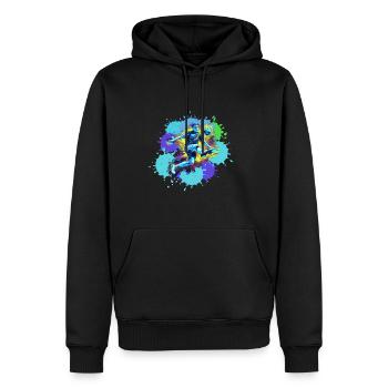 Handball, handballer, Beachhandball,Graffiti - Männer Premium Bio Hoodie - Schwarz - Vorne - Nico (187cm)