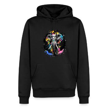 Elefant,graffiti,malerei,bunt, Aquarell - Männer Premium Bio Hoodie - Schwarz - Vorne - Nico (187cm)