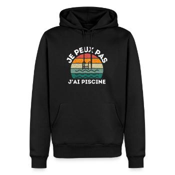 je peux pas j'ai piscine - Sweat à capuche Premium bio Homme - noir - Devant - Nico (187cm)