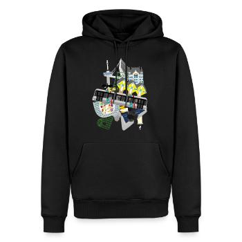 Autour de Rotterdam - Sweat à capuche Premium bio Homme - noir - Devant - Nico (187cm)
