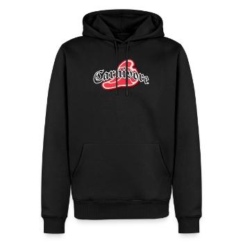 Carnivore - meat eater - beef - steak - Men’s Premium Organic Hoodie - black - Front - Nico (187cm)