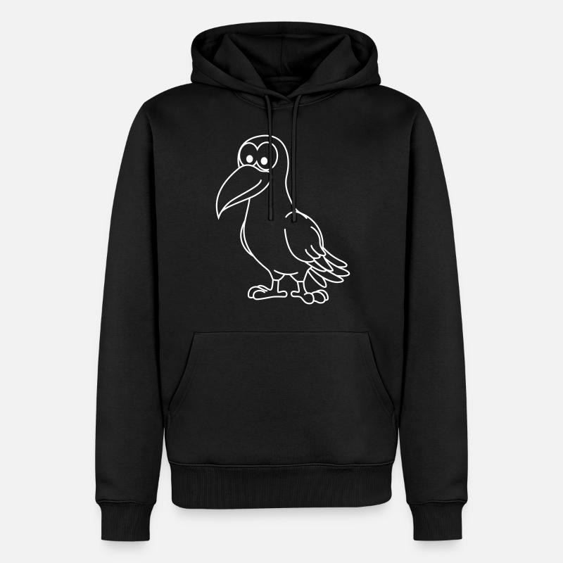 Krähe Comic Tier - Männer Premium Bio Hoodie - Schwarz