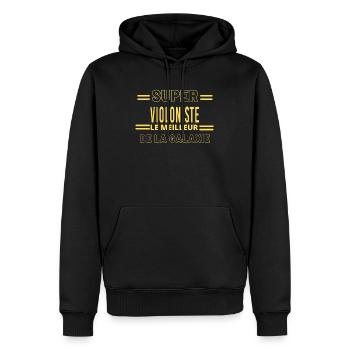 Meilleur de la galaxie VIOLONISTE - Sweat à capuche Premium bio Homme - noir - Devant - Nico (187cm)