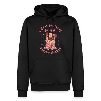 La vie est trop courte pour porter des vêtements ennuyeux - Sweat à capuche Premium bio Homme - noir - Devant - Nico (187cm)