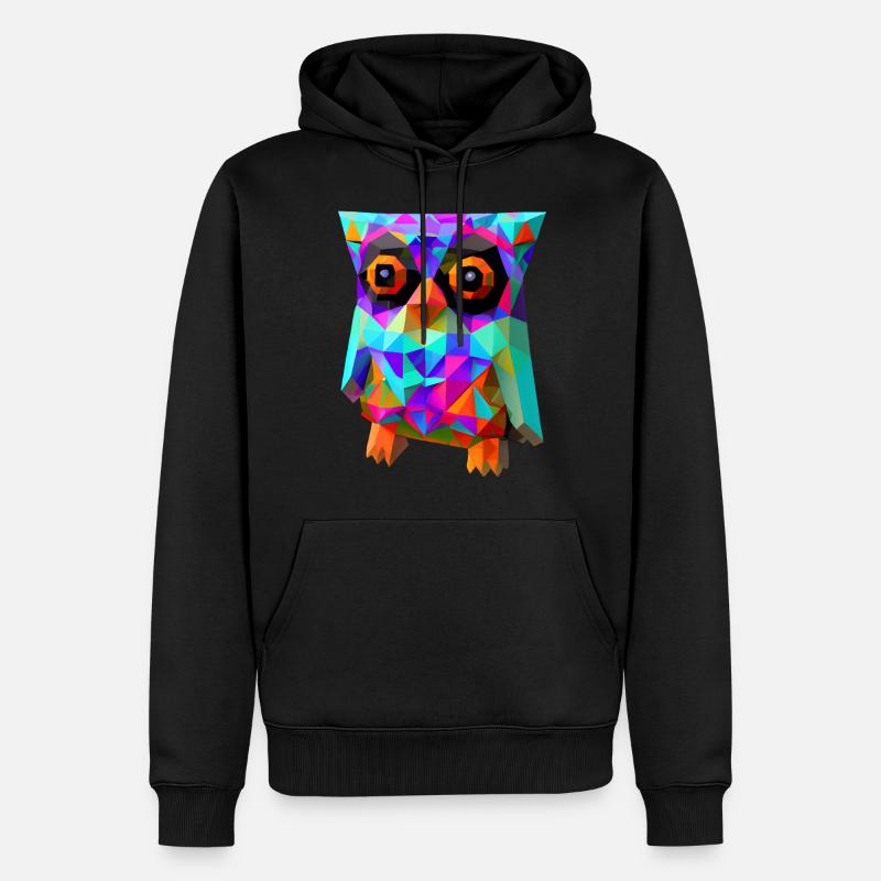 Polygon Eule - Männer Premium Bio Hoodie - Schwarz