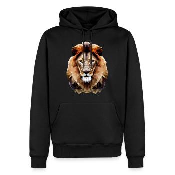 Modern polygon lion - Men’s Premium Organic Hoodie - black - Front - Nico (187cm)