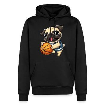 Mops im Basketballfieber: Vom Spielfeld zum Verein - Männer Premium Bio Hoodie - Schwarz - Vorne - Nico (187cm)