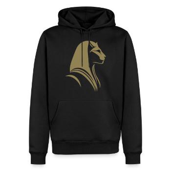 Chat Egypte Pharaon Silhouette - Sweat à capuche Premium bio Homme - noir - Devant - Nico (187cm)