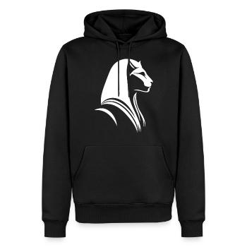 Chat Egypte Pharaon Silhouette - Sweat à capuche Premium bio Homme - noir - Devant - Nico (187cm)