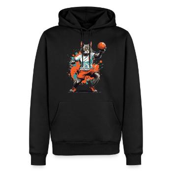 Handball Katze Ballsport Streetwear Stil - Männer Premium Bio Hoodie - Schwarz - Vorne - Nico (187cm)