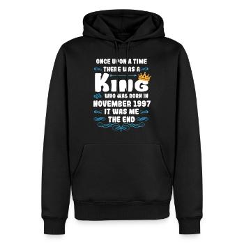 Es war einmal ein König. November 1997 Geburtstag - Männer Premium Bio Hoodie - Schwarz - Vorne - Nico (187cm)