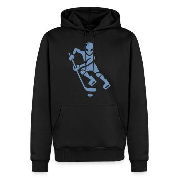 Alien Eishockeyspieler Silhouette minimalistisch - Männer Premium Bio Hoodie - Schwarz - Vorne - Nico (187cm)