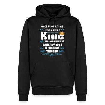 Once upon a time there was a king. January 1959 Birthday - Men’s Premium Organic Hoodie - black - Front - Nico (187cm)