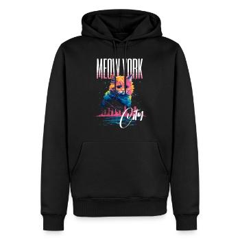 New York City Katze Meow Stadt Skyline Amerika USA - Männer Premium Bio Hoodie - Schwarz - Vorne - Nico (187cm)