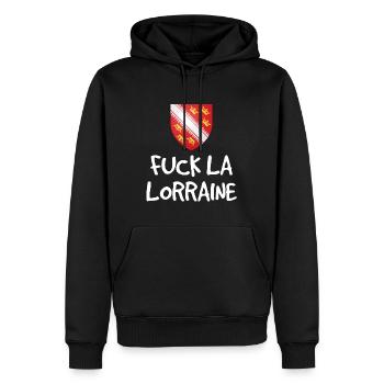 Fuck La Lorraine - Humour Alsacien - Sweat à capuche Premium bio Homme - noir - Devant - Nico (187cm)