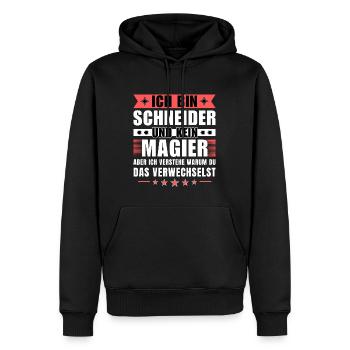 Ich bin Schneider und kein Magier - Männer Premium Bio Hoodie - Schwarz - Vorne - Nico (187cm)
