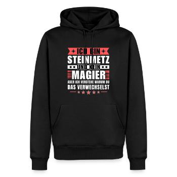 Ich bin Steinmetz und kein Magier - Männer Premium Bio Hoodie - Schwarz - Vorne - Nico (187cm)