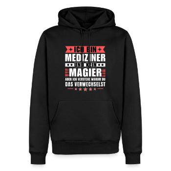 Ich bin Mediziner und kein Magier - Männer Premium Bio Hoodie - Schwarz - Vorne - Nico (187cm)