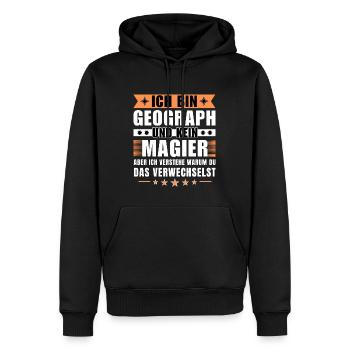 Ich bin Geograph und kein Magier - Männer Premium Bio Hoodie - Schwarz - Vorne - Nico (187cm)