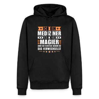 Ich bin Mediziner und kein Magier - Männer Premium Bio Hoodie - Schwarz - Vorne - Nico (187cm)