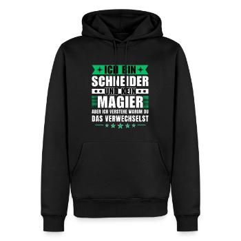 Ich bin Schneider und kein Magier - Männer Premium Bio Hoodie - Schwarz - Vorne - Nico (187cm)
