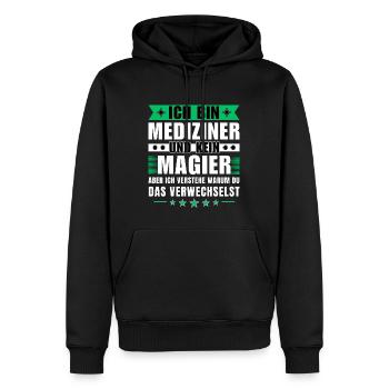 Ich bin Mediziner und kein Magier - Männer Premium Bio Hoodie - Schwarz - Vorne - Nico (187cm)