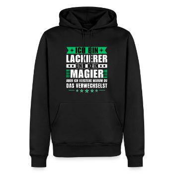 Ich bin Lackierer und kein Magier - Männer Premium Bio Hoodie - Schwarz - Vorne - Nico (187cm)