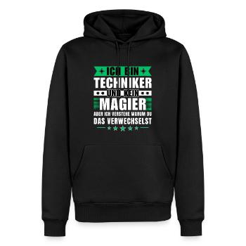 Ich bin Techniker und kein Magier - Männer Premium Bio Hoodie - Schwarz - Vorne - Nico (187cm)