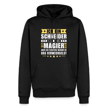 Ich bin Schneider und kein Magier - Männer Premium Bio Hoodie - Schwarz - Vorne - Nico (187cm)