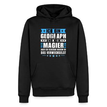 Ich bin Geograph und kein Magier - Männer Premium Bio Hoodie - Schwarz - Vorne - Nico (187cm)