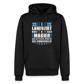 Ich bin Landwirt und kein Magier - Männer Premium Bio Hoodie - Schwarz - Vorne - Nico (187cm)