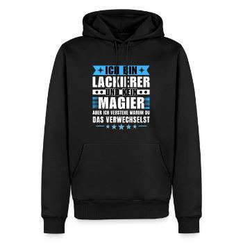 Ich bin Lackierer und kein Magier - Männer Premium Bio Hoodie - Schwarz - Vorne - Nico (187cm)