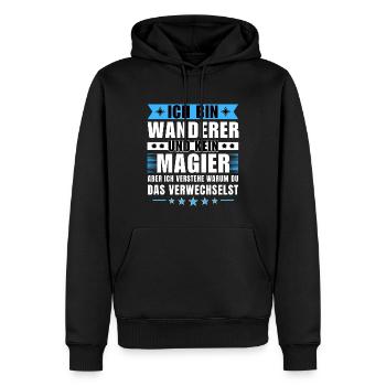 Ich bin Wanderer und kein Magier - Männer Premium Bio Hoodie - Schwarz - Vorne - Nico (187cm)
