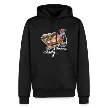 Cooles hangezeichnetes Sushi Geschenk Japan Manga - Männer Premium Bio Hoodie - Schwarz - Vorne - Nico (187cm)