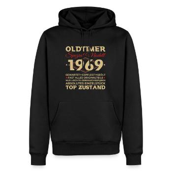 Oldtimer 1969 54. Geburtstag Geschenk Herren - Männer Premium Bio Hoodie - Schwarz - Vorne - Nico (187cm)
