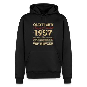 Oldtimer 1957 66. Geburtstag Geschenk Herren - Männer Premium Bio Hoodie - Schwarz - Vorne - Nico (187cm)