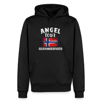 Geirangerfjord - Pêche Norvège Personnalisable - Sweat à capuche Premium bio Homme - noir - Devant - Nico (187cm)