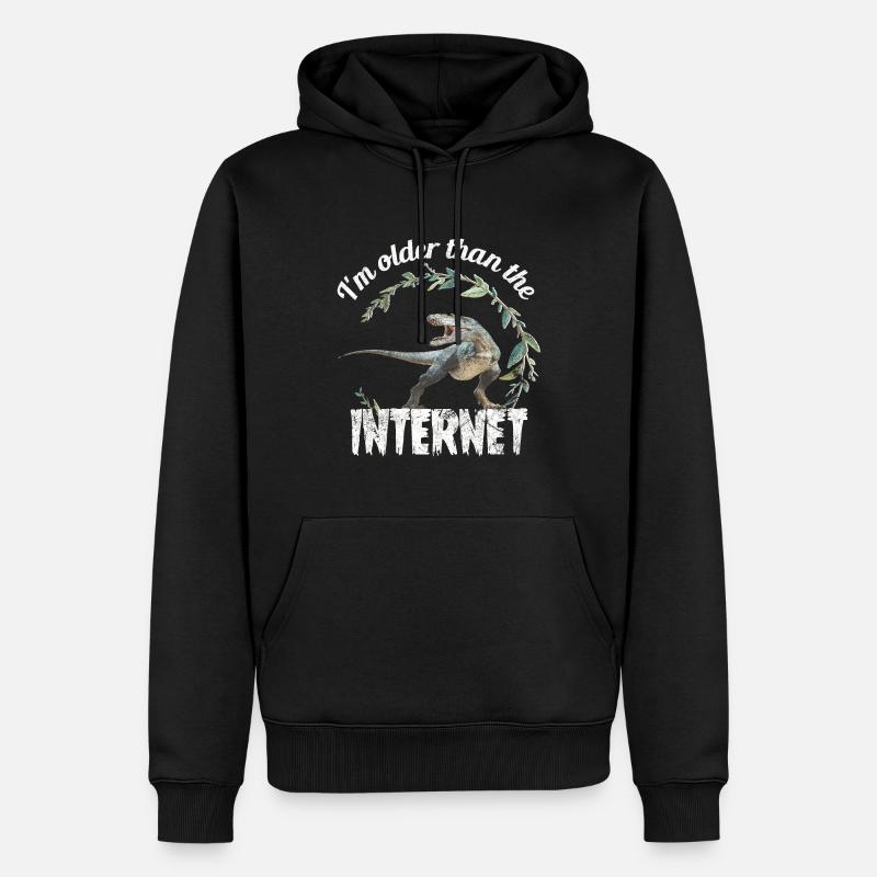 I’m older than the Internet + Dinosaur retro - Männer Premium Bio Hoodie - Schwarz