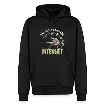 I’m older than the Internet + Dinosaur retro - Männer Premium Bio Hoodie - Schwarz - Vorne - Nico (187cm)