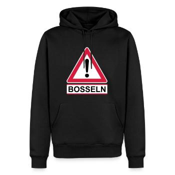 Achtung Bosseln - Männer Premium Bio Hoodie - Schwarz - Vorne - Nico (187cm)