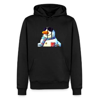 Bonhomme de neige avec café et lunettes de soleil - Sweat à capuche Premium bio Homme - noir - Devant - Nico (187cm)