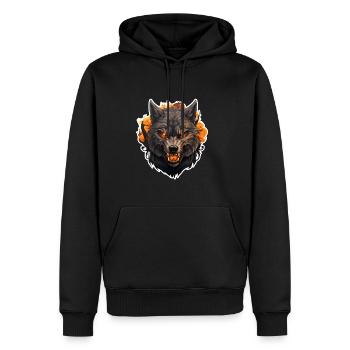 Loup Automne Halloween 3 - Sweat à capuche Premium bio Homme - noir - Devant - Nico (187cm)