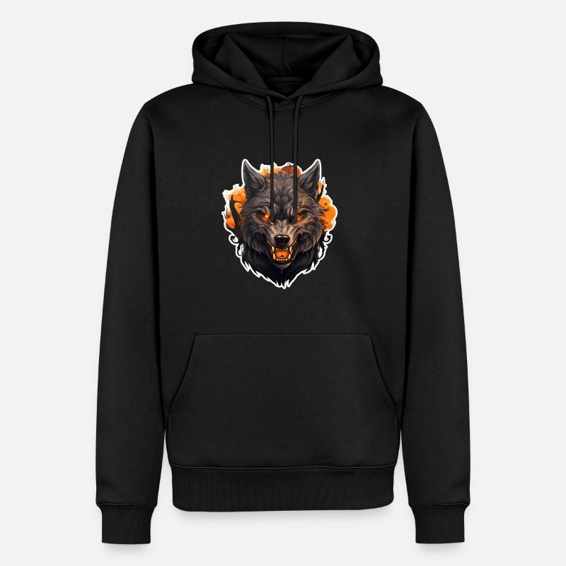 Loup Automne Halloween 3 - Sweat à capuche Premium bio Homme - noir