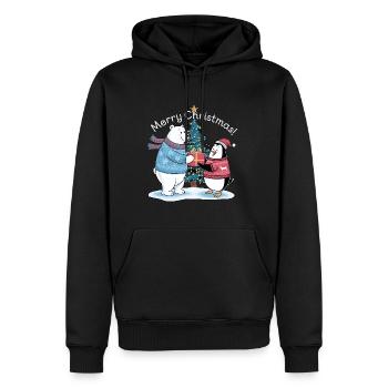 Polar Bear Penguin Christmas Merry Christmas North Pole - Men’s Premium Organic Hoodie - black - Front - Nico (187cm)
