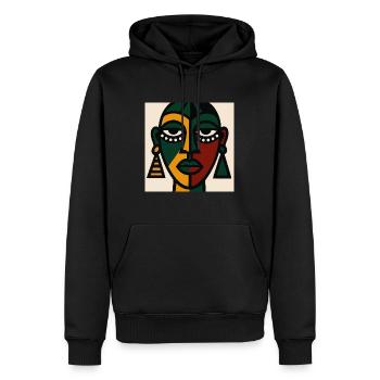 Masque tribal Africaine Moderne | Art cubiste - Sweat à capuche Premium bio Homme - noir - Devant - Nico (187cm)