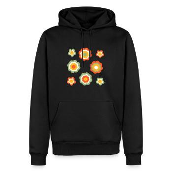 70er Jahre Blume Muster - Männer Premium Bio Hoodie - Schwarz - Vorne - Nico (187cm)
