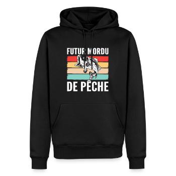 Mordu de Pêche pour bébé - Sweat à capuche Premium bio Homme - noir - Devant - Nico (187cm)